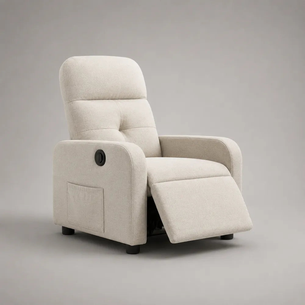 Fauteuil relax inclinable en tissu beige avec repose-pieds extensible 80 x 90 x 100 cm