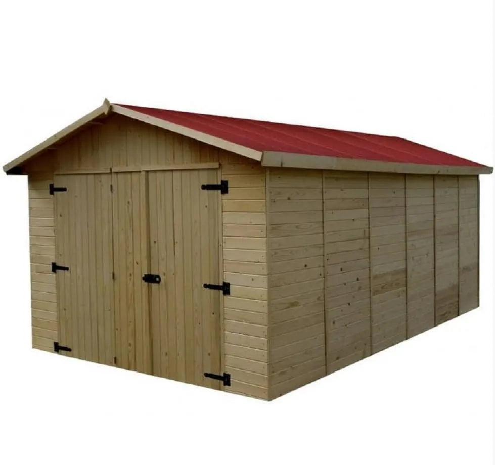 Modèle Garage ² Bois Naturel ED2848N, Garage 15.60m² Bois Naturel