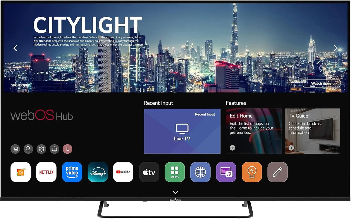 Smart TV UHD 55 OS-55UW02K3 3xHDMI, largeur 139 cm, Web - Molotov, Prime Video, HDR- Dolby Audio, Smart Tech TV LED 4K ', 2xUSB, Netflix, Disney+