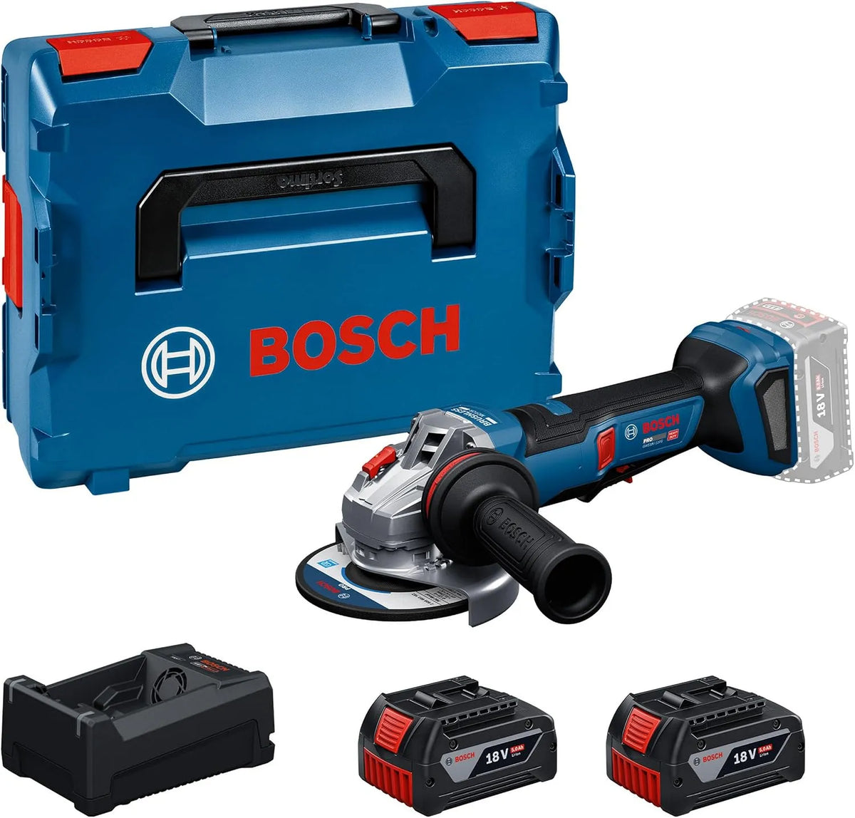 Bosch modèle 12V GWS18V-11PS, PRO 18V System Meuleuse angulaire sans-fil, tension 18V-80, KIT dans L-Boxx, avec GBA 18V 5.0Ah, GAL 12V