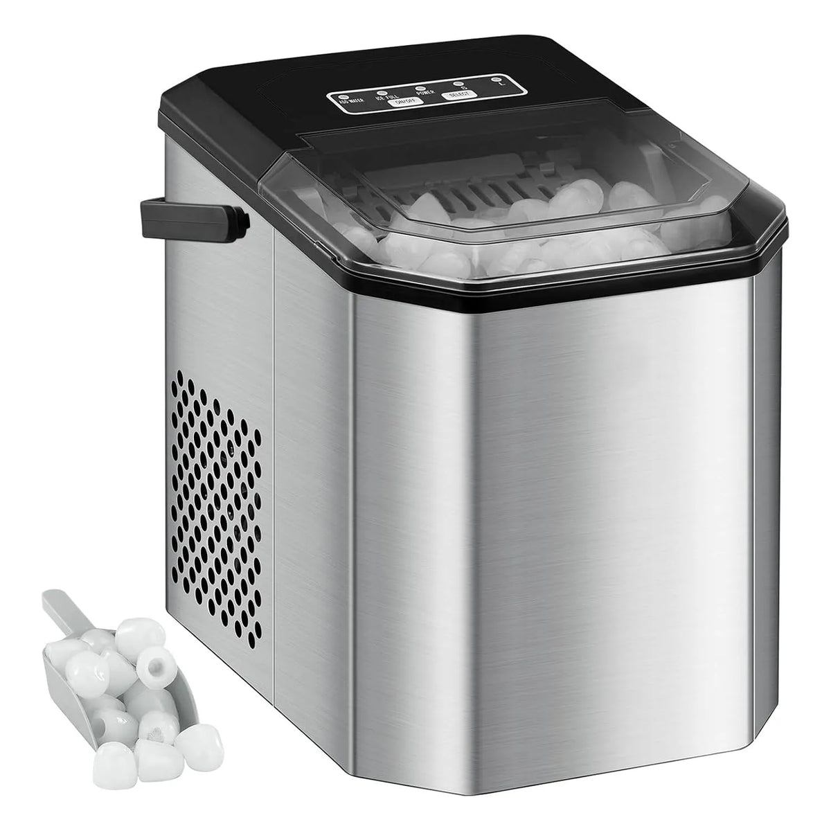 Machine à glaçons, 24 heures, fabricant de glaçons de 120 W produisant 9 glaçons en 6 minutes, capacité 26 livres, avec pelle et panier, pour fêtes