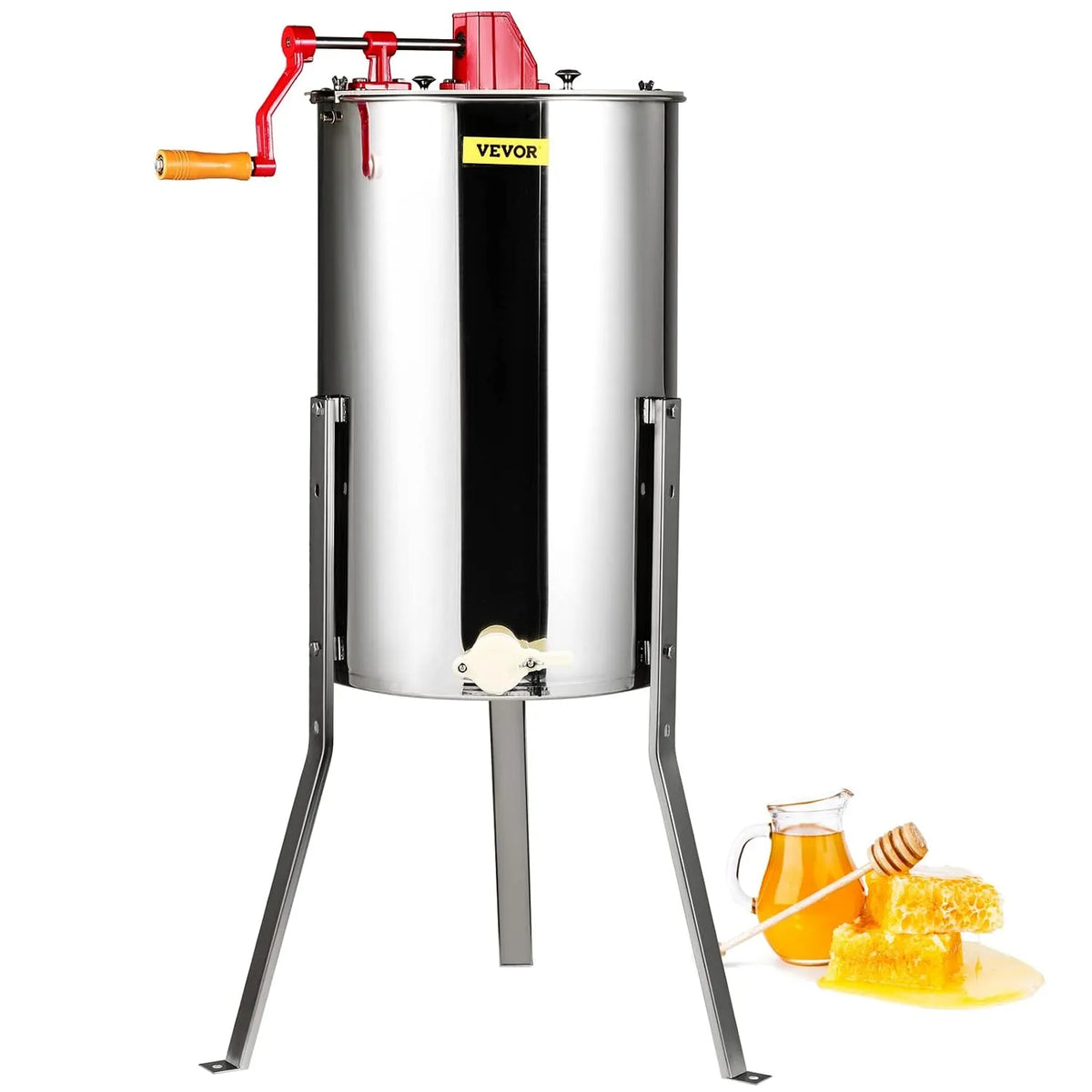 Vevor, Extracteur de Miel Manuel 3 Cadres Centrifugeuse Séparateur Miel Acier Inoxydable