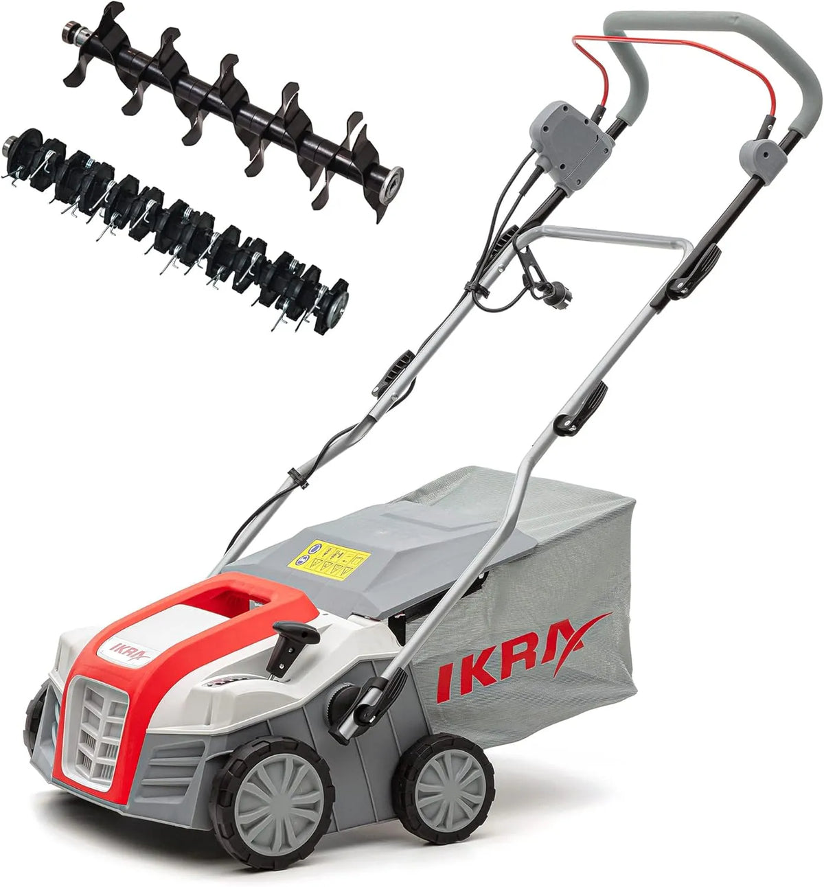 Aérateur électrique IEVL 1840 IKRA scarificateur, aérateur électrique, largeur de travail 40cm, puissance 1.800 watts, finition grise, Rouge