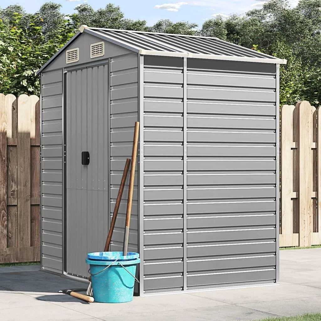 Abri de jardin, finition grise Clair 191x130x198 cm Acier galvanisé, Abris De Jardin