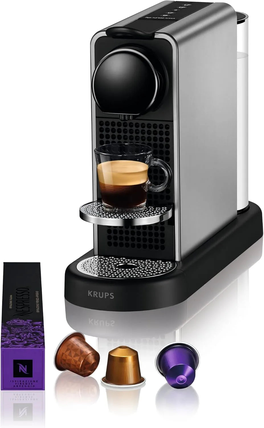 Nespresso Krups machine à café YY5077FD, Citiz Platinum Titane Cafetière Dosettes