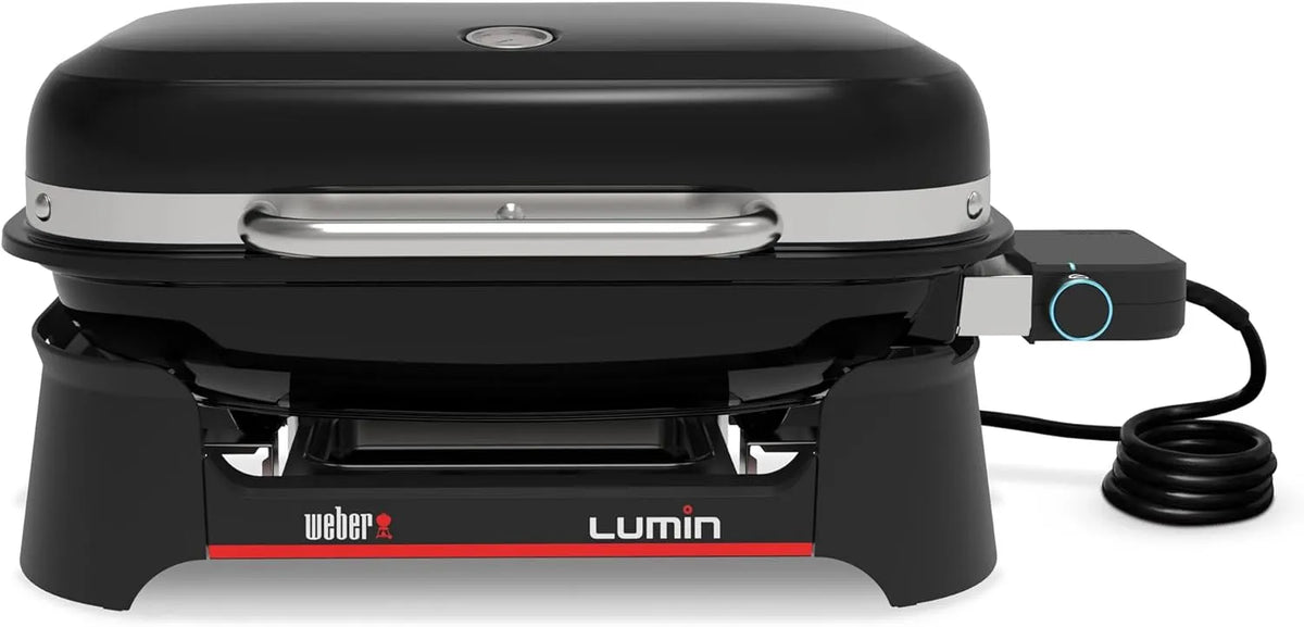 Barbecue 1502045 Weber Lumin, électrique, Surface de Cuisson 33 × 49 cm, Jusqu'à 315 °C, grilles en Fonte émaillée, finition noire