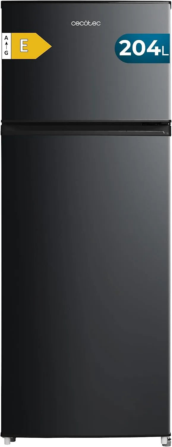 Cecotec réfrigérateur, Combiné Bolero CoolMarket 2D 204 Black E, 55 cm de Largeur, classe énergétique E, Éclairage LED, finition noire
