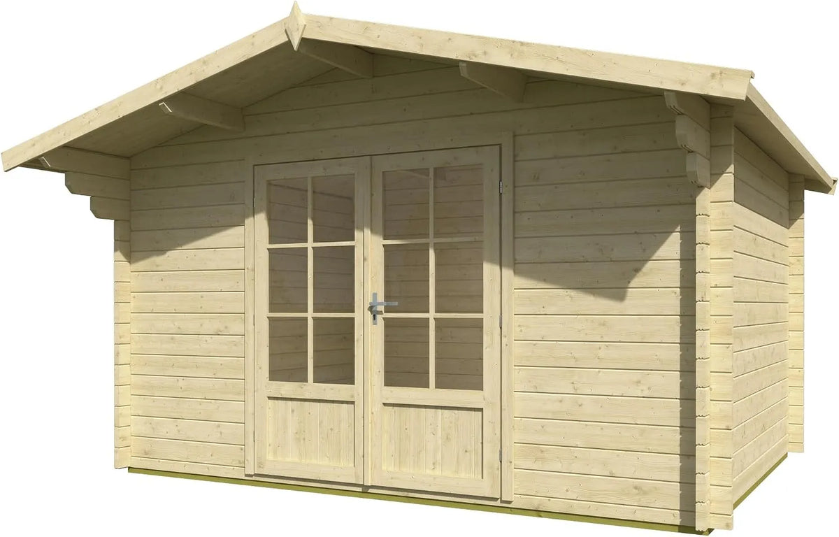 Abri de jardin INT052, en Bois, EP 34mm, dimensions 400x300cm, Surface utile 10.14m²