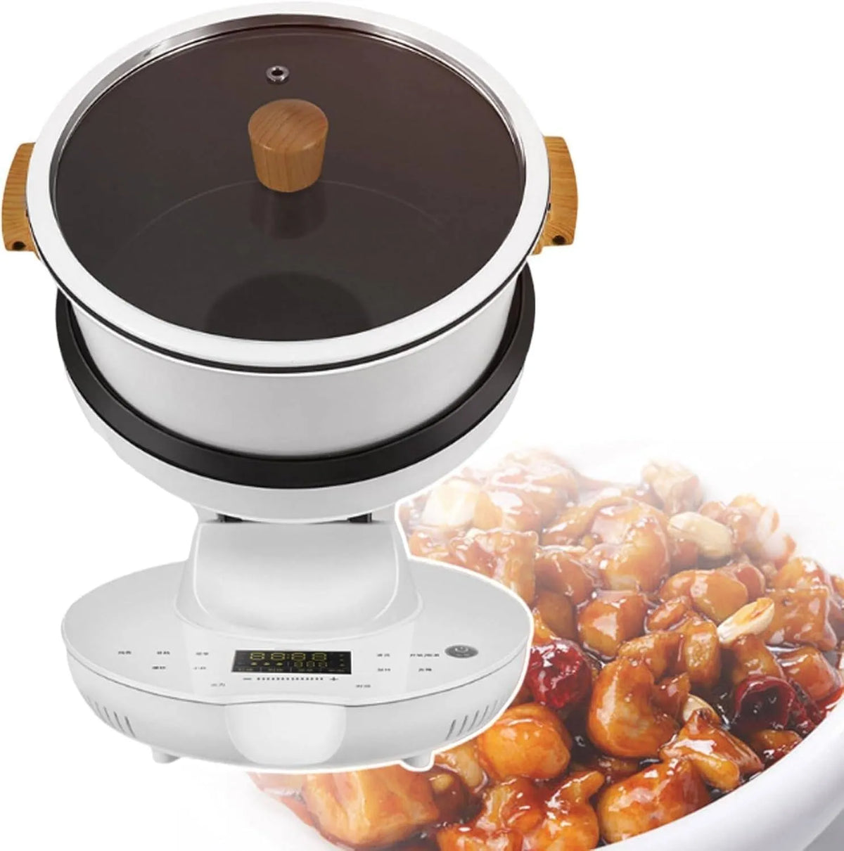 Robot de cuisine, avec 7 modes de cuisson et fonction sautée à basse vitesse à 360° pour la maison et le restaurant, Machine de cuisson automatique 8L