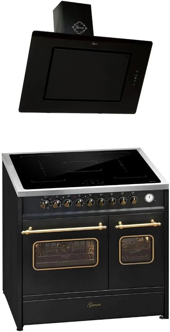 Cuisinière BL 90, Range Coocker avec induction Flex + hotte aspirante 90 cm, à induction E 913 DF RU BL+GCH S 155 Prime