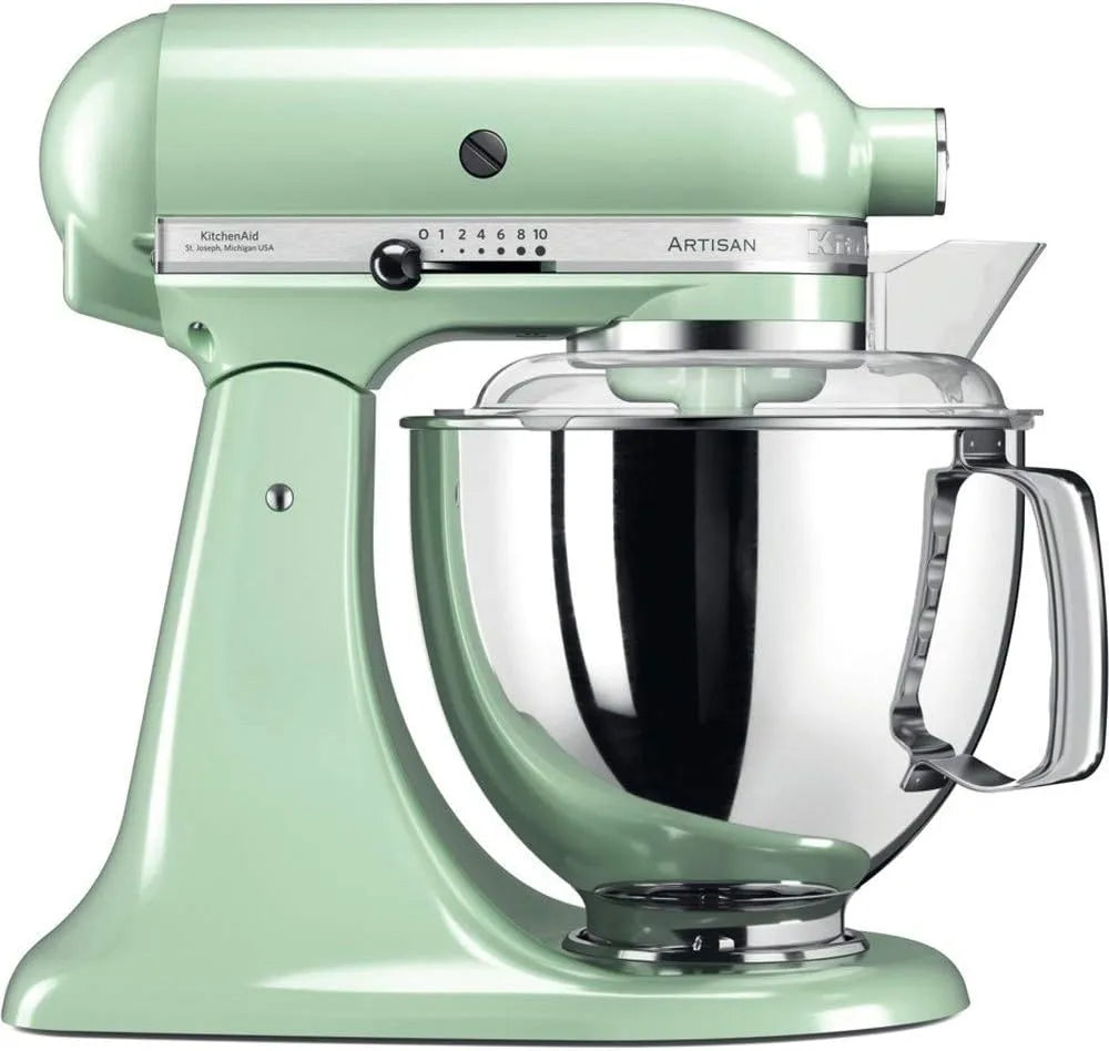 KitchenAid robot pâtissier, Batteur avec 5 accessoires et 2 bols inox de 4,8 et 3 L, Artisan, Robot cuisine multifonctions à tête inclinable, Pistache