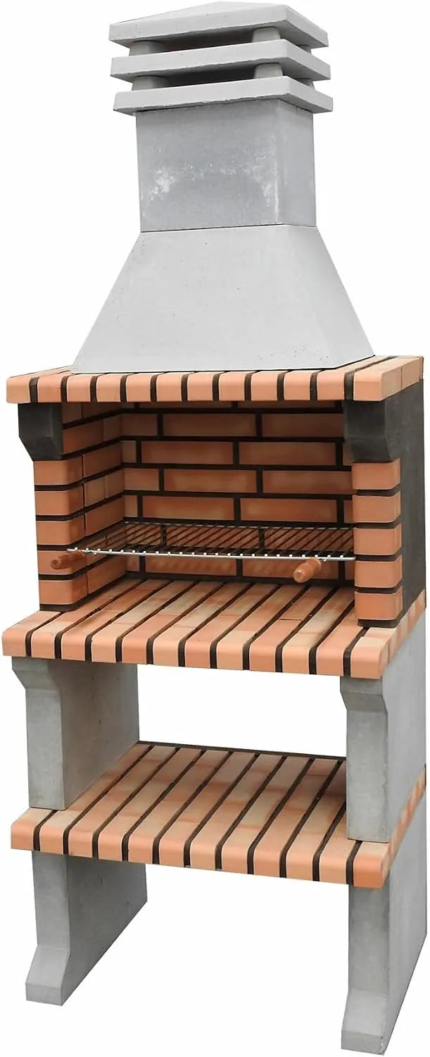 Barbecue MOVELAR, REF: 3412/3, Orange, finition grise, dimensions 76 x 58 x 210 cm, compact pour cuisine d'extérieur jardin ou terrasse