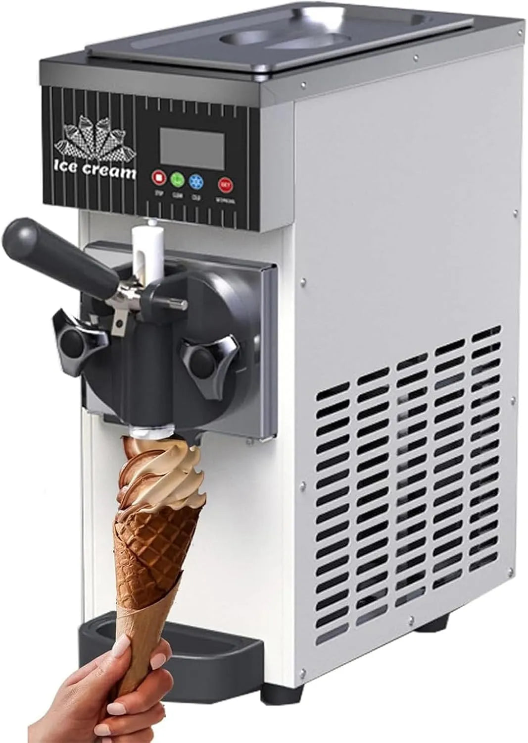 Compresseur, produit 4-5 kg, Machine à crème glacée automatique avec affichage LED et nettoyage automatique, intégré