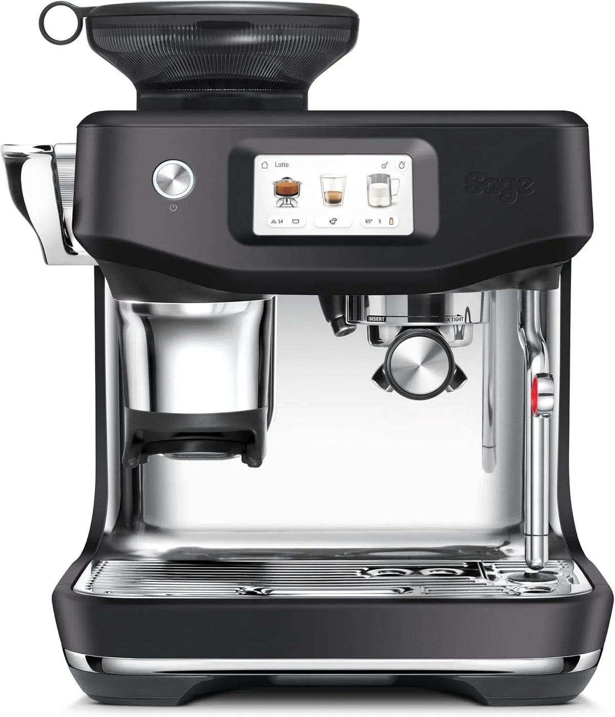 Sage machine à café, The Barista Touch Impress, Dosage Intelligent, Truffe Noire, Moulin Intégré & Fonction Cold Brew, avec Mousseur Automatique