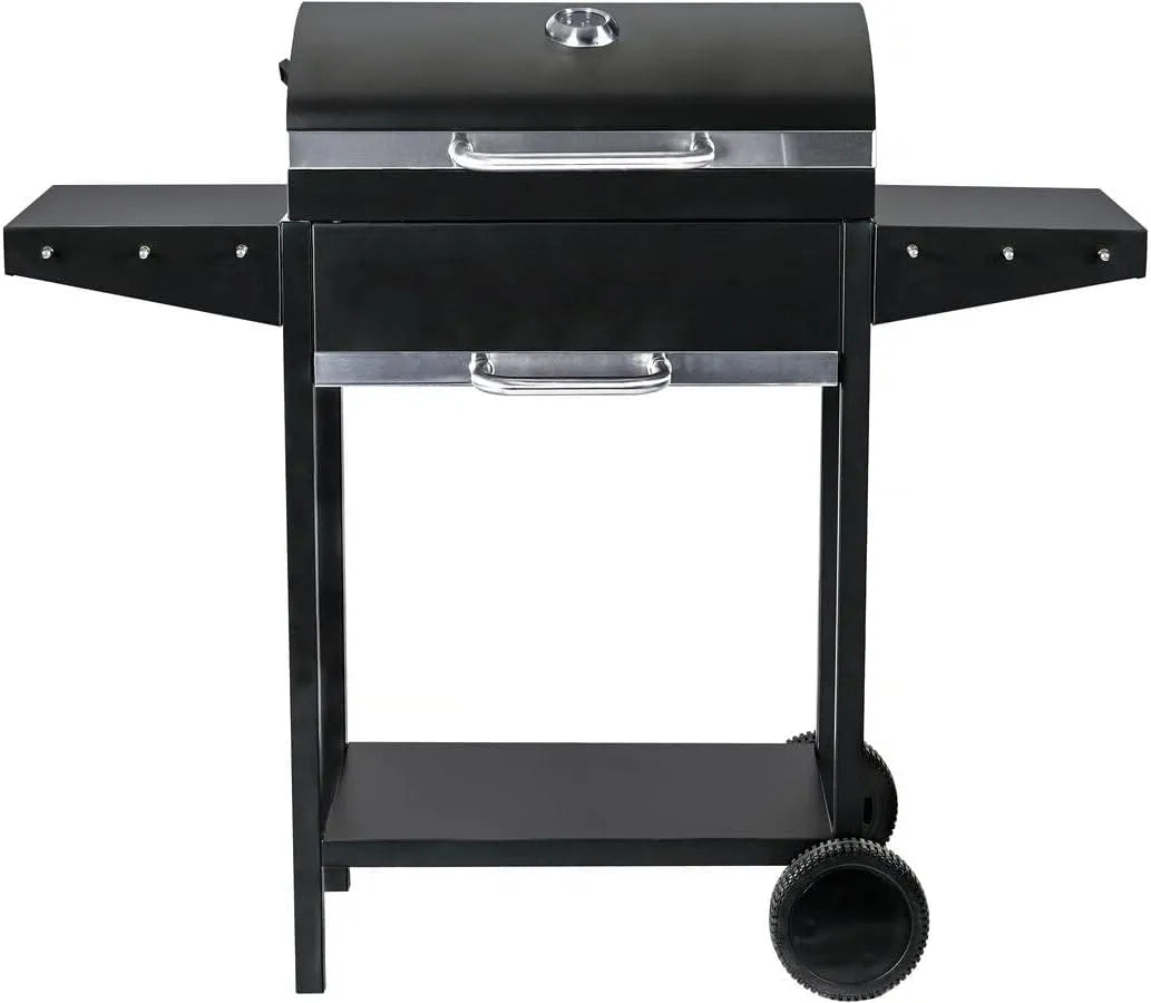 Barbecue, dimensions 119 x 50 x 101 cm, charbon de bois 'Bizon', finition noire