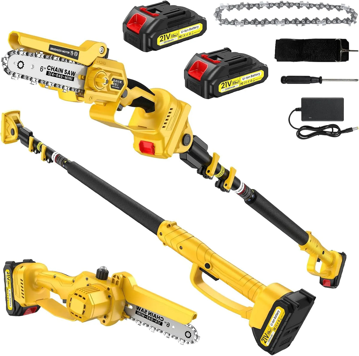 Tronçonneuse, Compatible avec 18V, Mini pour Branches et Jardin, 2-en-1 Télescopique & Mini Tronconneuse à Batterie
