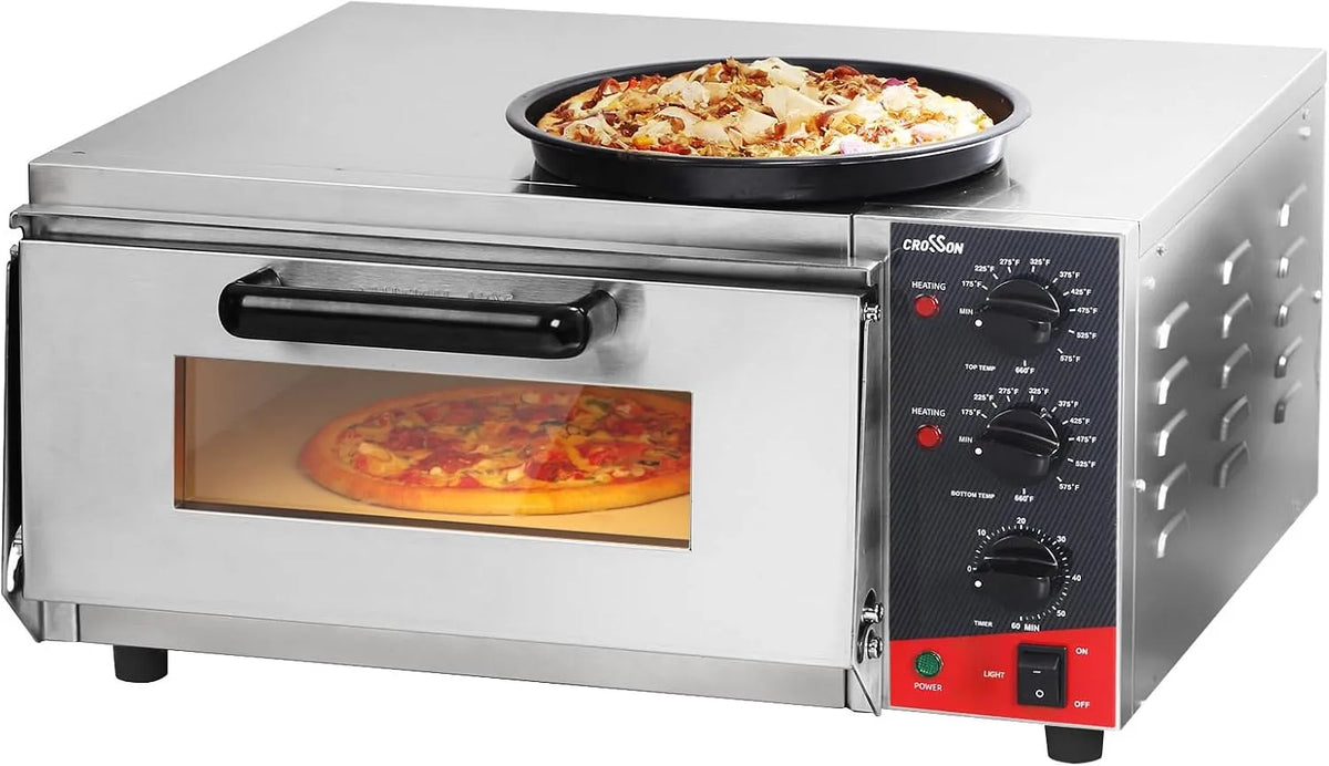Four électrique V/2 CROSSON, pour pizza 16 pouces, 2 000 W, avec pierre et poignée, restaurant, maison, tension 230 V, modèle V, pour intérieur