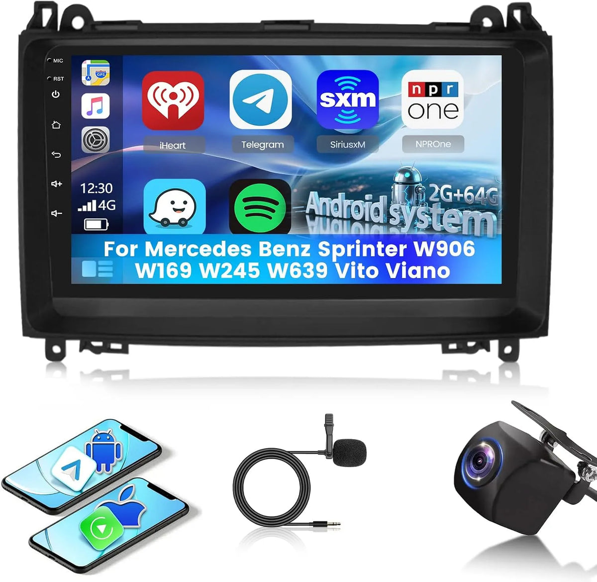 2G+64G W906 W169, Écran Tactile HD de 9 Pouces avec GPS, sans Fil Carplay et Android Auto, Bluetooth, FM RDS, WiFi, EQ