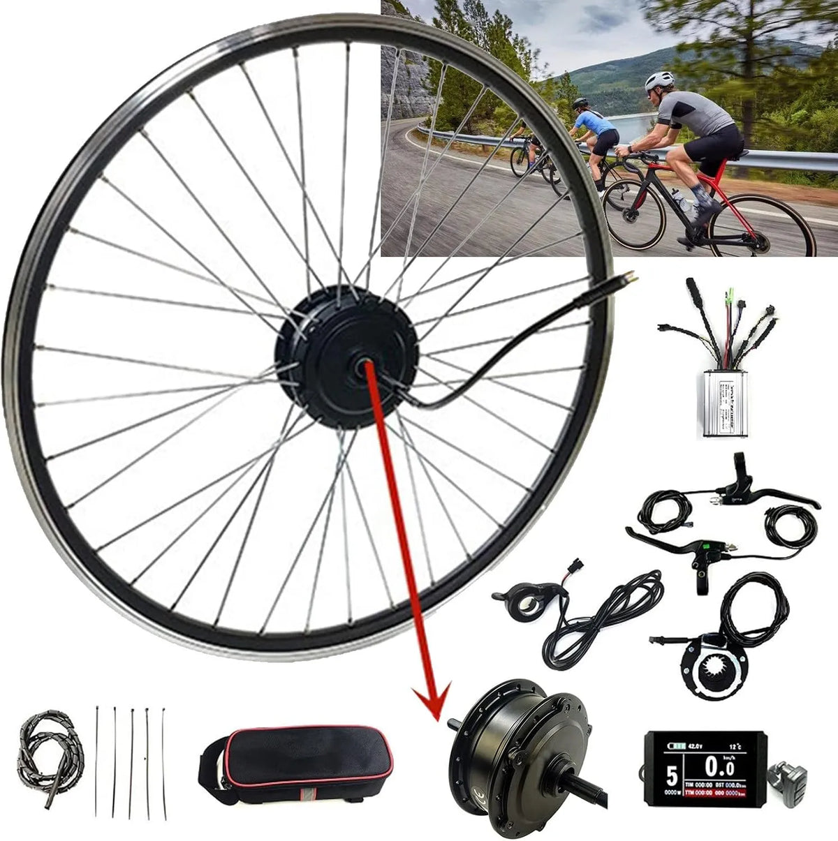 Vélo électrique 700C 36V250W-20in Kit Conversion, Moteurs Rotatifs à Entraînement Arrière