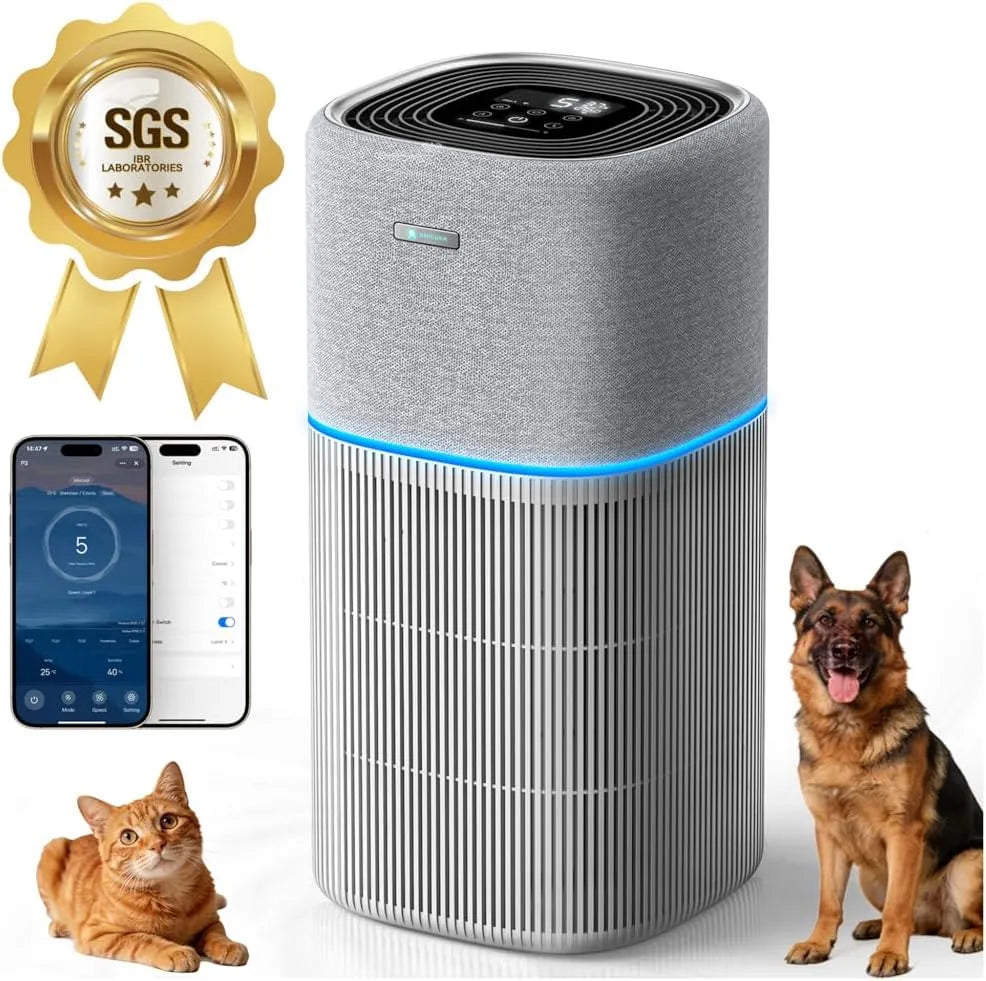 Purificateur d'air H13 CADR 520, P3 Intelligent pour Grandes Pièces jusqu'à 250 m², 520 m, Qualité de l'Air en Temps Réel, m³/h