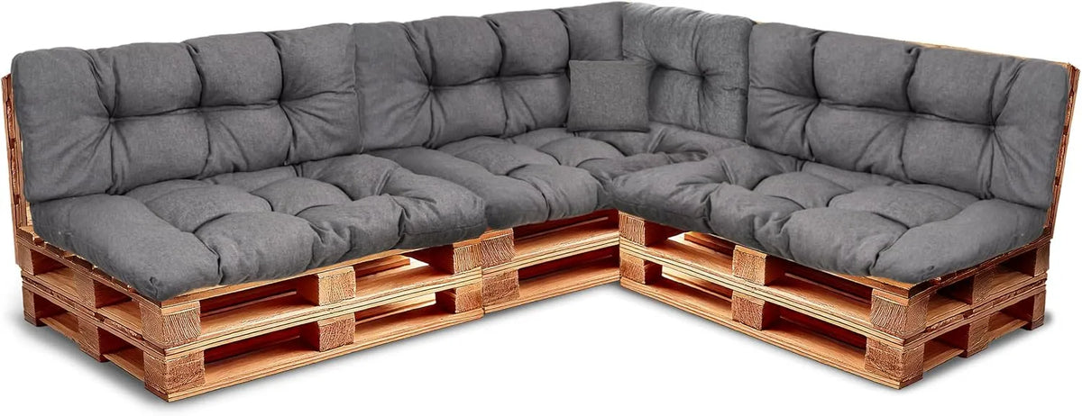 Coussin Palette Ensemble de, Inclut 3X Assises 120x80 cm + Dossier 120x40 cm Ainsi Que 60x40 cm et 40x40 cm