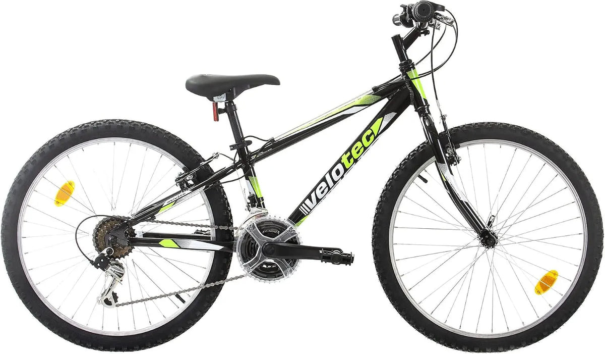 Vélo VTT 24 Multibrand Velotec Tempo, 18 niveaux de vitesse, Pouces en Aluminium, Jeunesse, Convient pour 130–155 cm, 18 niveaux de vitesse