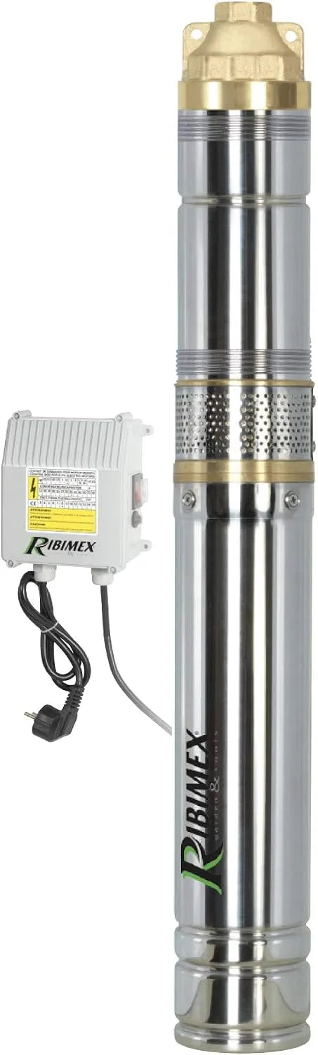 Pompe PRPGP750/150 Ribimex, submersible à vis 750 W finition argentée, dimensions 64 x 9 cm
