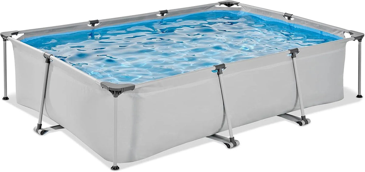 Pompe, EXIT Toys Piscine Soft Grey, Entrée Basse, Cadre Stable, finition grise, dimensions 300x200x65cm, pour Les Jeunes Enfants, Design Unique