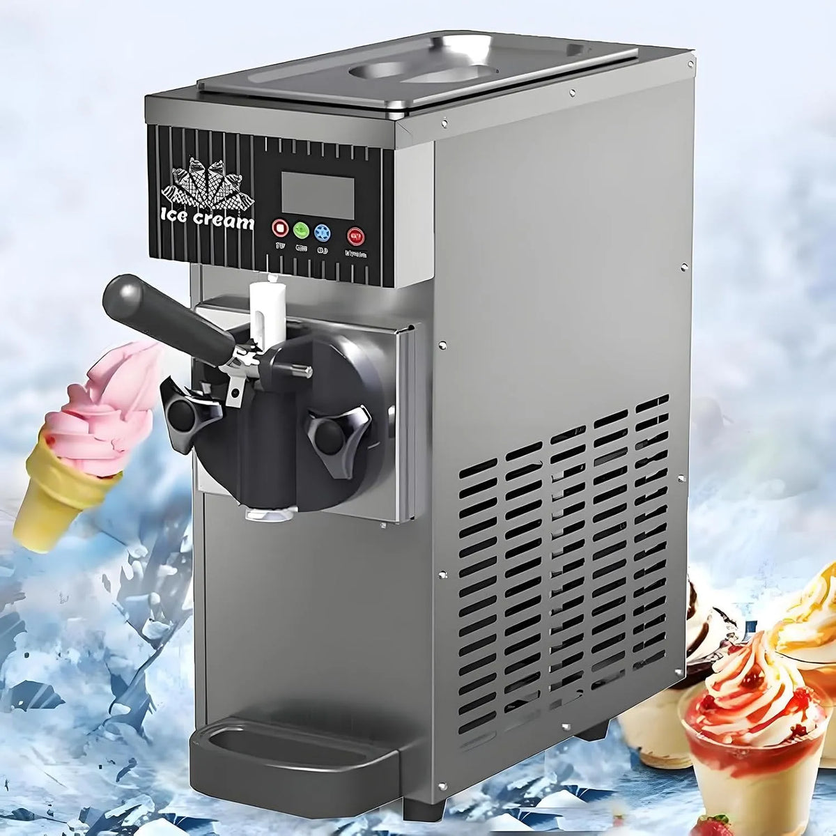 Machine à glace, Commerciale à Saveur Unique, Molle Commerciale, écran LCD, Nettoyage Automatique, Pré-Refroidissement, pour Restaurants