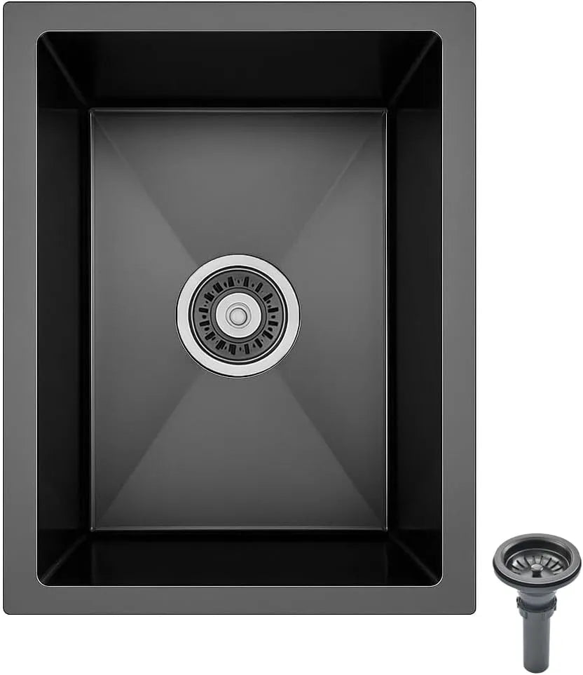 Cuisine finition noire 45 x en acier inoxydable Évier de, dimensions 45x40cm, Évier compact à encastrer avec égouttoir et égouttoir