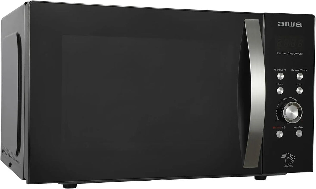 Four à micro-ondes MW-230DG/BK AIWA, Puissance 800 W et Commandes électroniques, finition noire, Capacité de 23 litres, avec Grill