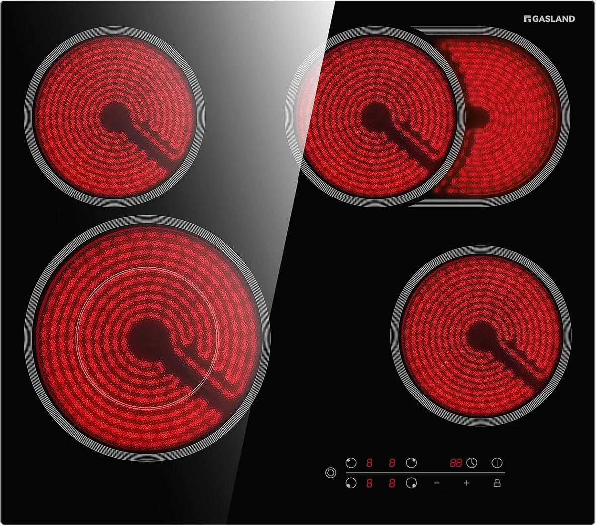 Plaque de cuisson CH604BF GASLAND, 4 zones de cuisson, de cuisson encastrable de 60 cm, puissance 6600 W, zone de cuisson multiple, commande tactile