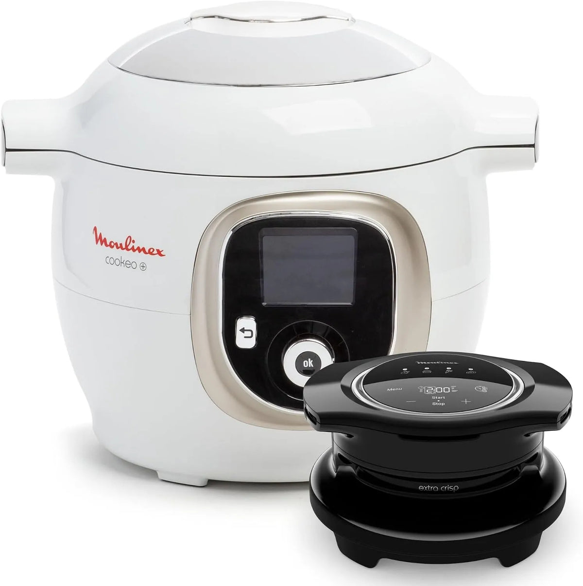 Moulinex modèle, Cookeo+ avec Extra Crisp 10modes CE85XCF0, Multicuiseur, de cuisson, finition blanche, Air fryer, Recettes faciles pas à pas