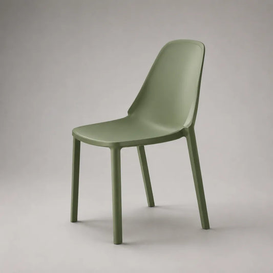 Chaise de salle à manger 50 cm en polypropylène vert avec dossier arrondi