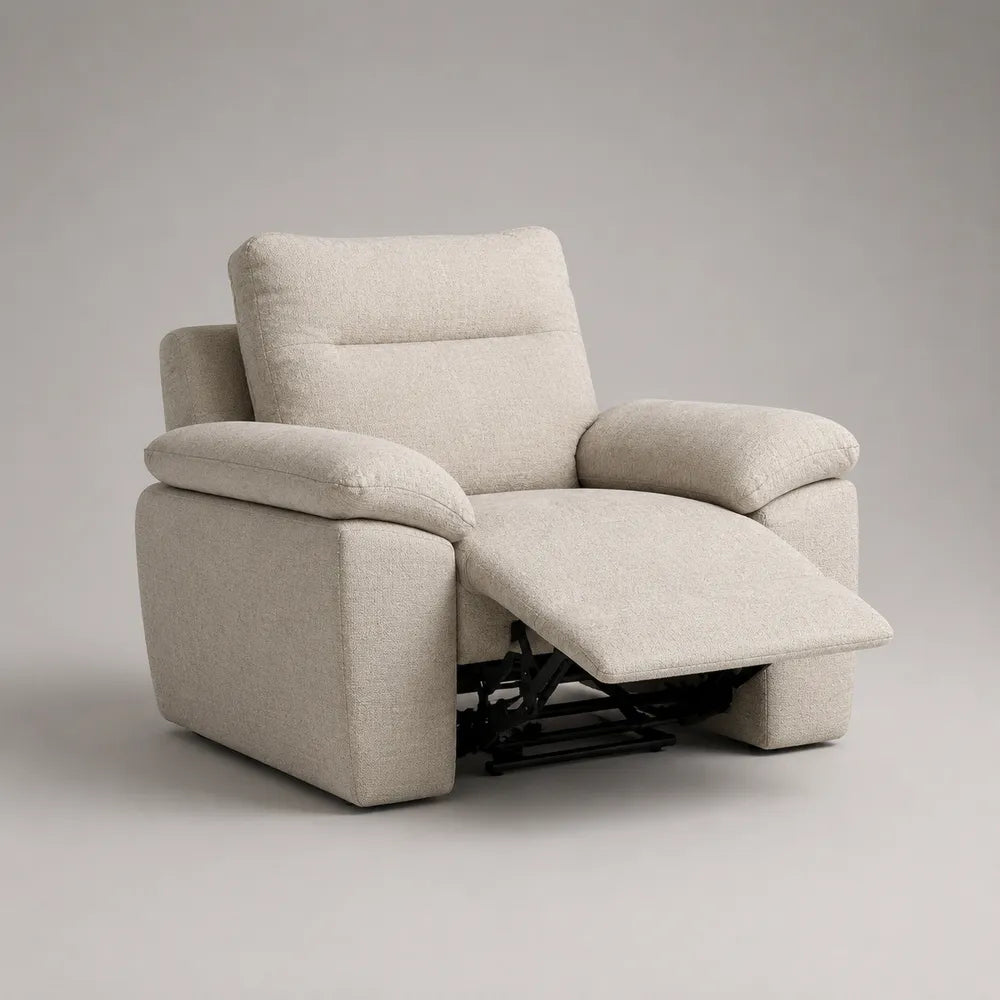 Fauteuil relax inclinable en tissu polyester beige avec repose-pieds extensible 85 x 95 x 100 cm