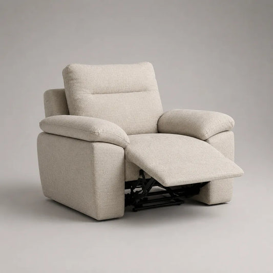 Fauteuil relax inclinable en tissu polyester beige avec repose-pieds extensible 85 x 95 x 100 cm