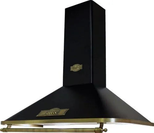Hotte aspirante, design rétro 90 cm, hotte murale EMPIRE, hotte d'extraction, 910 m³/h, hotte de cheminée noire, poignée, Bronze