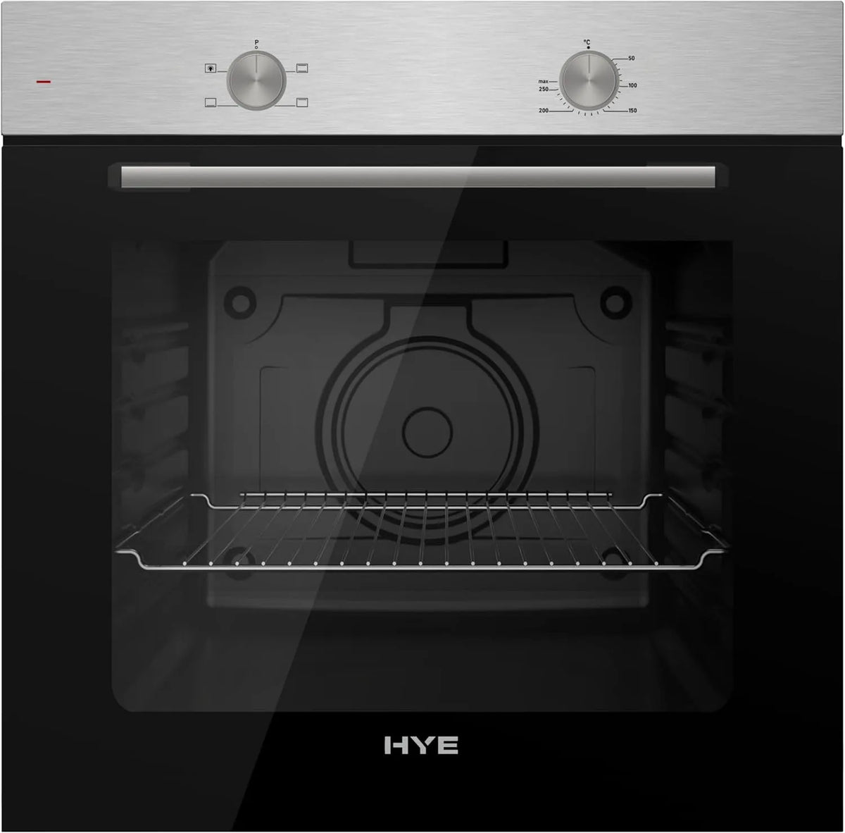 Four électrique HYE, 0+7 fonctions de cuisson, acier inoxydable et finition verre finition noire, pour les maisons, 60 cm de largeur, intégré