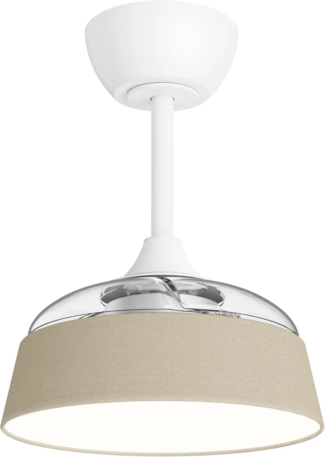 Ventilateur 3000 5500 Sulion, fonction été, Beige avec finition en tissu, hiver, moteur DC silencieux, lumière LED réglable K
