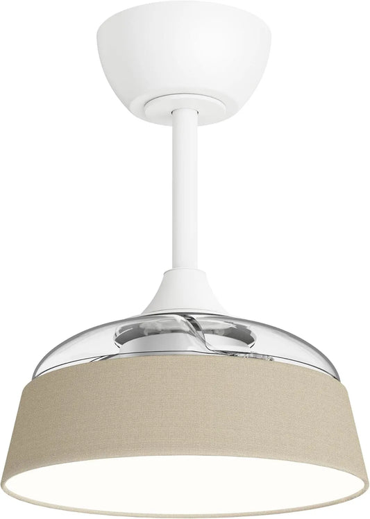 Ventilateur 3000 5500 Sulion, fonction été, Beige avec finition en tissu, hiver, moteur DC silencieux, lumière LED réglable K