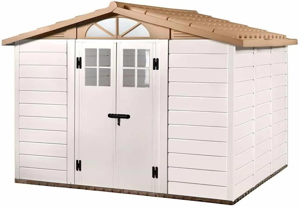 Abri en, résine Gardiun Tuscany Evo 280 8 m² 261 x 309 x 225 cm finition blanche, Beige
