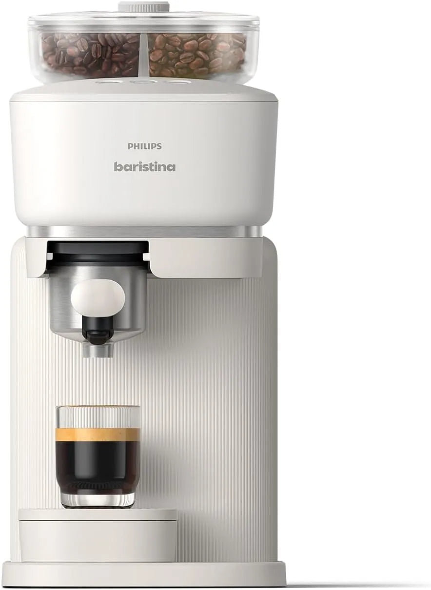 Philips modèle, Machine à expresso Baristina Variety BAR320/00, porte-filtre finition blanche, 16 bars, Broyeur intégré, Nettoyage facile