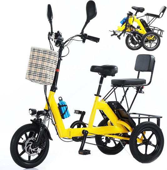 Tricycle électrique, vélo pliable, batterie au lithium 48 V 10 Ah, charge maximale: 180 kg, pliable pour adultes