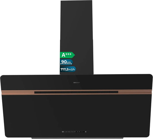 Cecotec hotte aspirante 907500, Aspiration 717,2 m³/h, Fonction Booster, classe énergétique A+++, avec Détails en Cuivre, Filtres en Aluminium