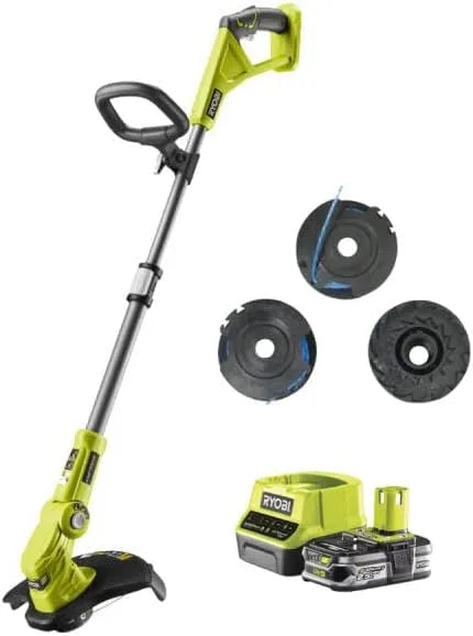 Ryobi tondeuse RLT183225FPK3, à fil 18V OnePlus, Batterie 2.5 Ah, 3 Bobines Simple Fil, Vert, Rustique, Alimenté par pile