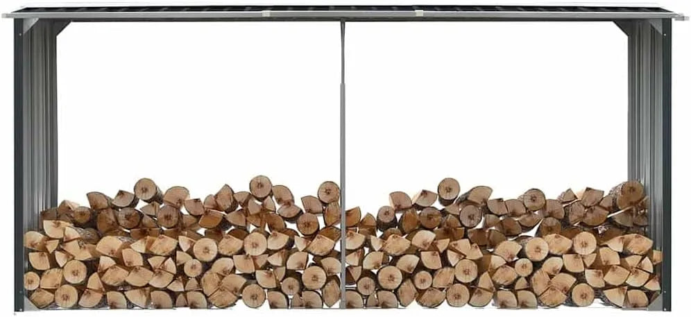 De Stockage à Bois Acier galvanisé 330x92x153cm Anthracite 47088 Générique Abri, Accessoires pour cheminées & poêles à Bois, Maison & Jardin