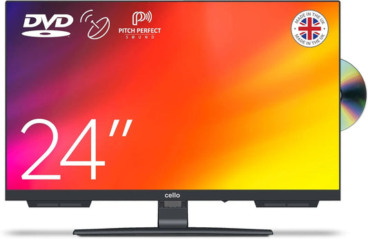 Téléviseur C2424F HD 24 Cello, S2, T2, Son Idéal pour Les Petites pièces, LED Pouces avec Cadre intégré Lecteur Triple Tuner, DVB-C