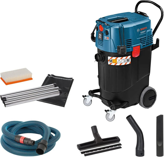Bosch aspirateur GAS 55 M, av. suceur droit Ø 35mm, flexible 5 m avec raccord pour outil, poussière AFC, coude, 1 filtre plat plissé PES, sac jetable