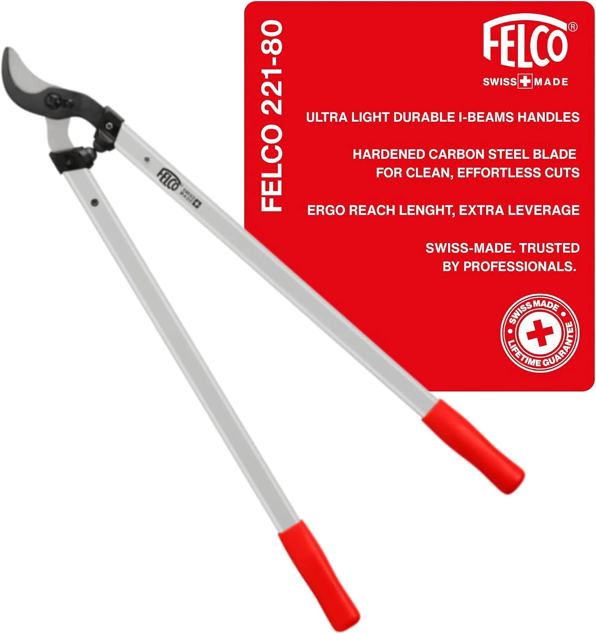 FELCO 201, tête de coupe tirante, 80 Sécateur à deux mains avec une longueur totale de 80 cm