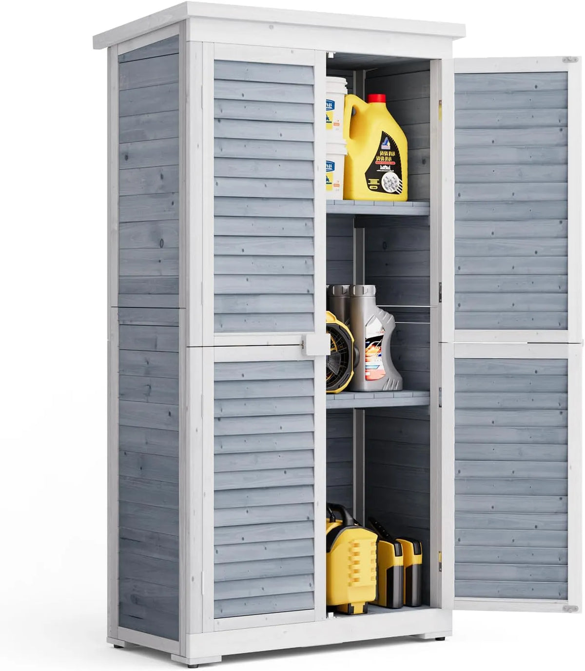 Armoire de jardin, en Bois pour Outils 160 x 87 x 47 cm Remise pour Utilisation Extérieure Abri de Jardin pour la Cour et Le Jardin finition grise